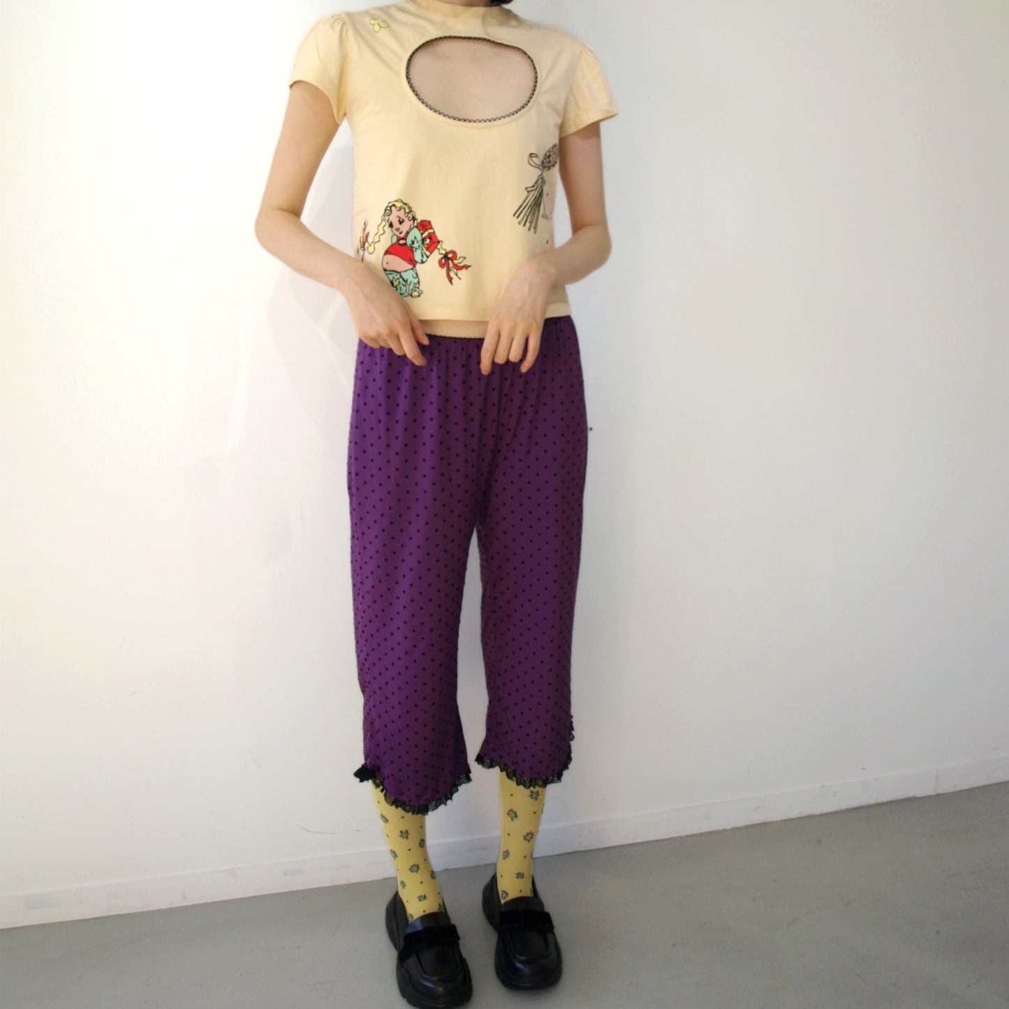 Logo Removal Baby Tee / Cutie Cream / ロゴリムーブTシャツ