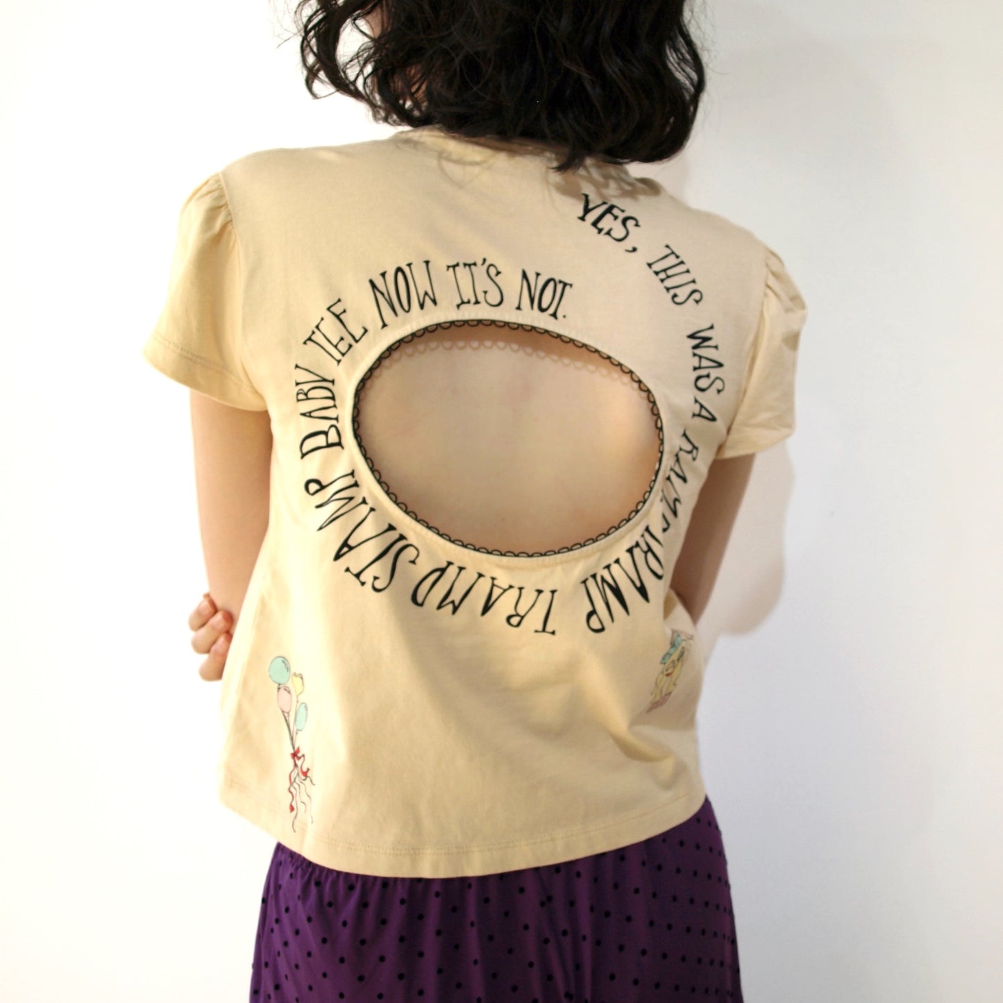 Logo Removal Baby Tee / Cutie Cream / ロゴリムーブTシャツ