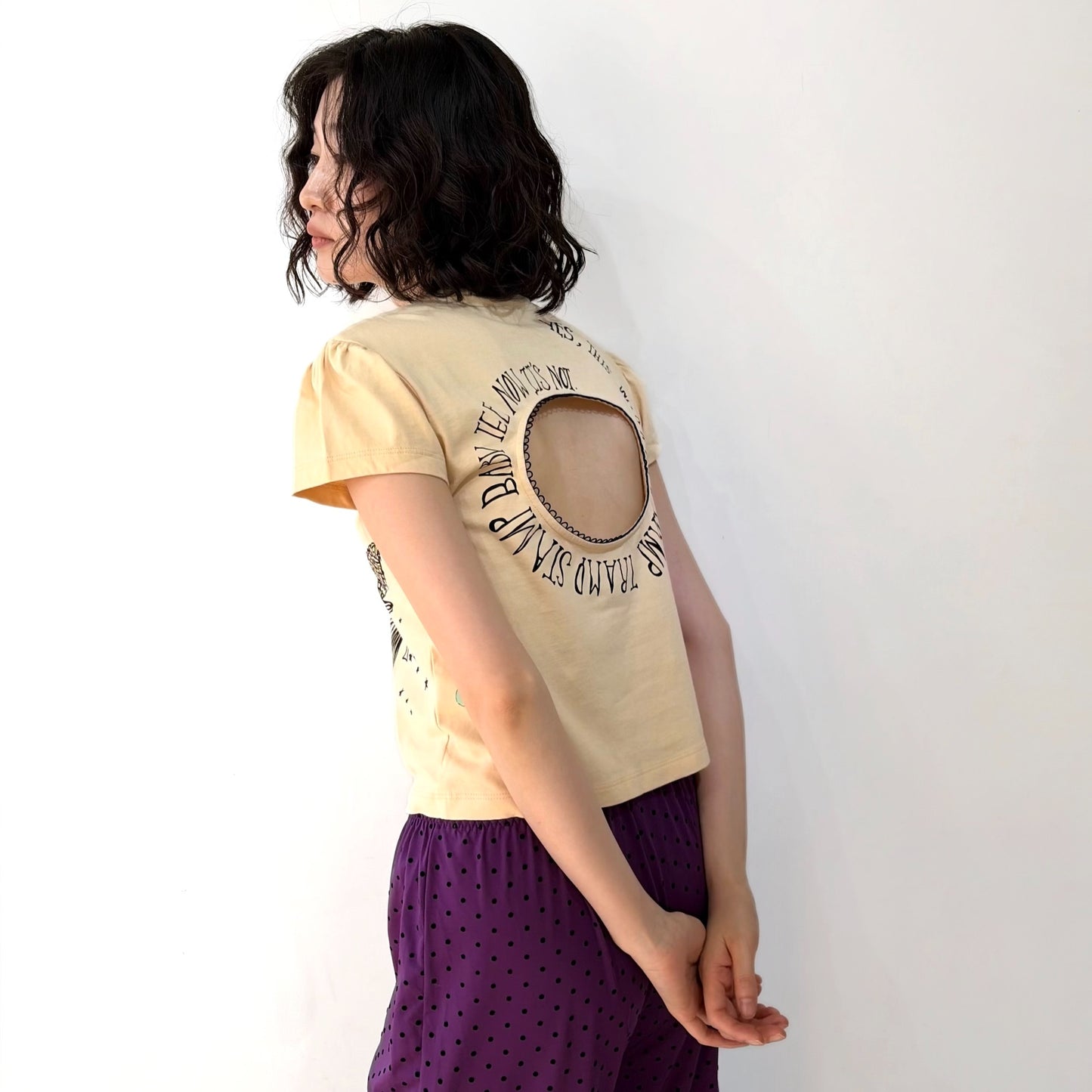 Logo Removal Baby Tee / Cutie Cream / ロゴリムーブTシャツ