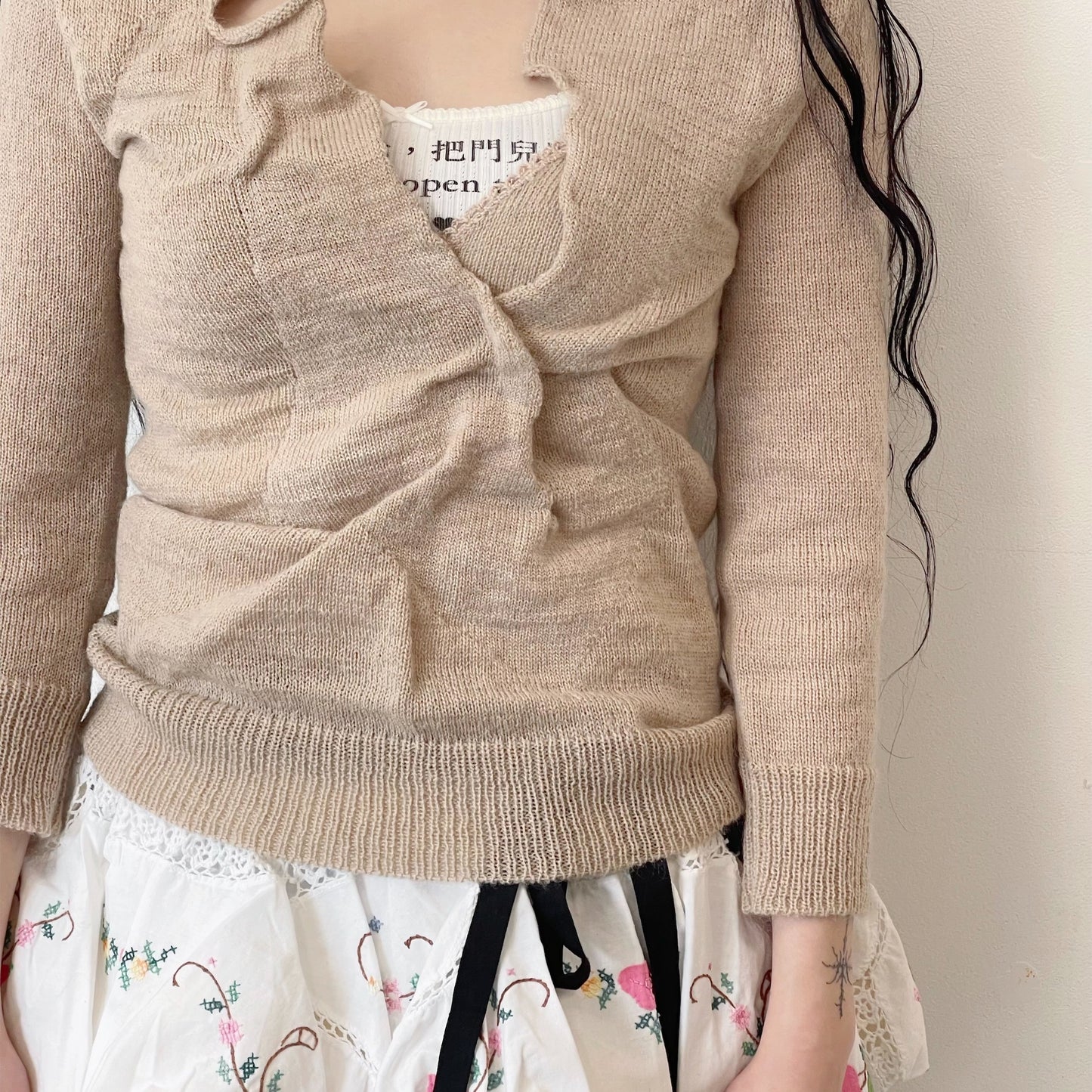 clack cardigan / beige / モヘア混ニット