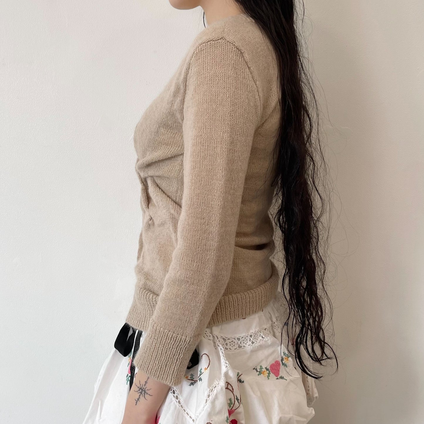 clack cardigan / beige / モヘア混ニット