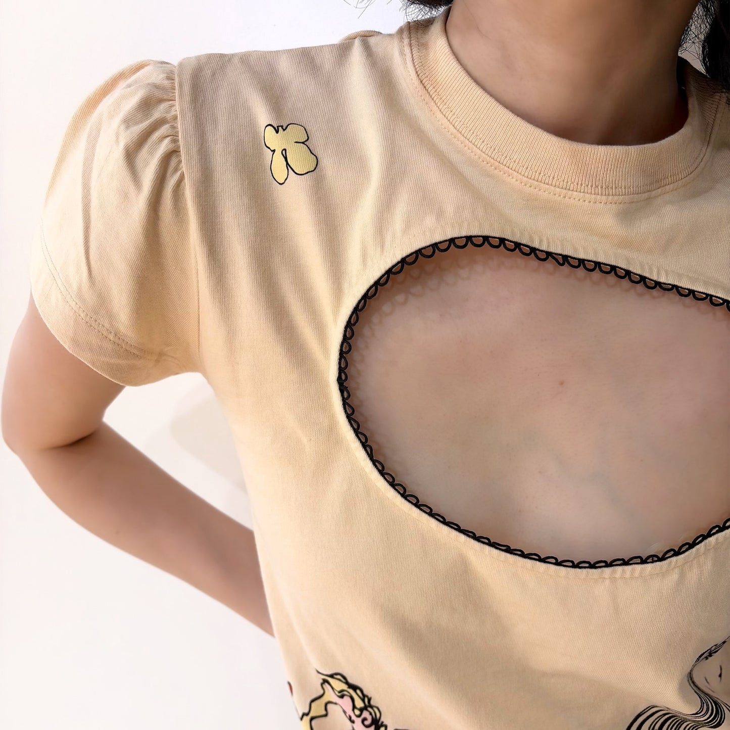 Logo Removal Baby Tee / Cutie Cream / ロゴリムーブTシャツ