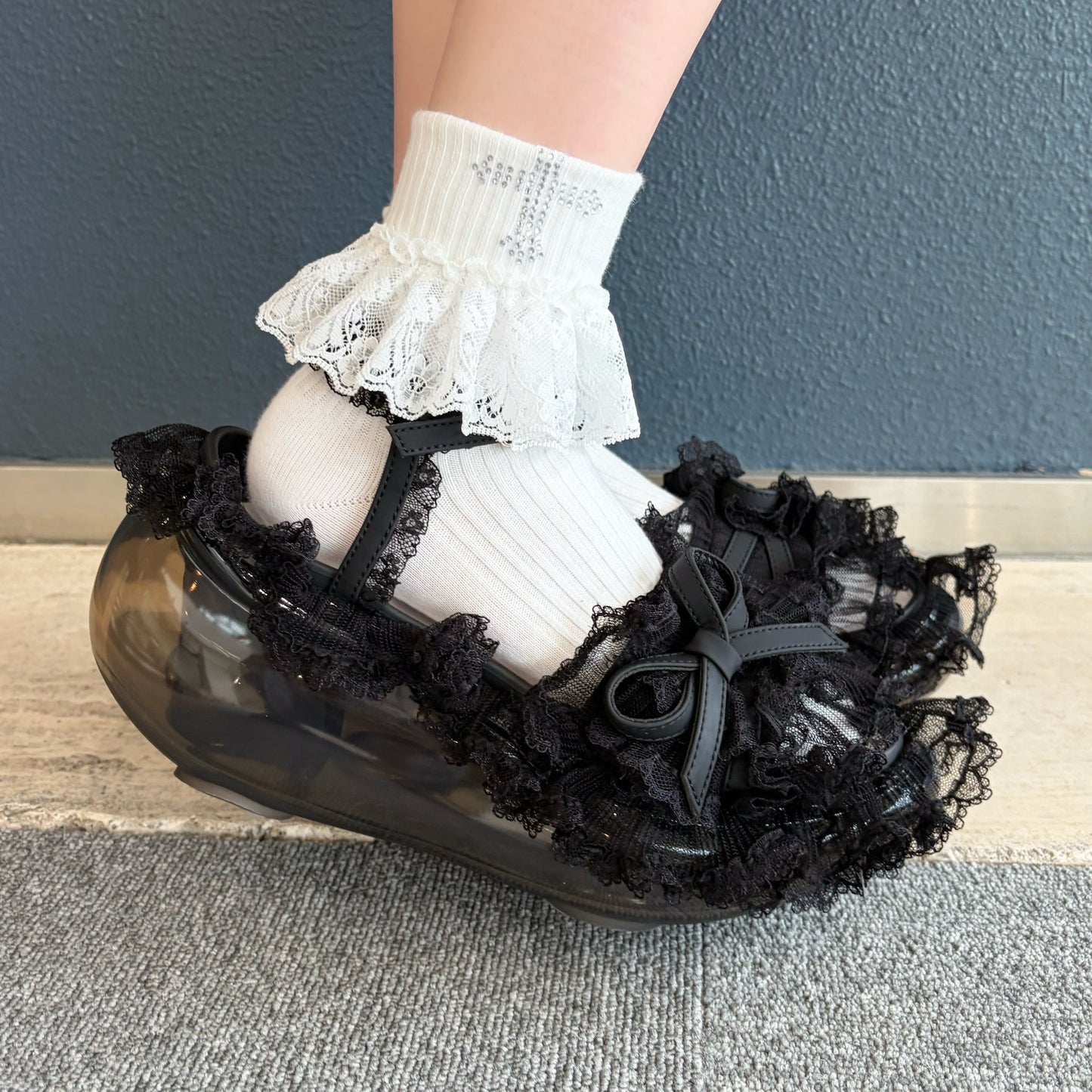 CITY GIRL MOON / BLACK / レースサンダル
