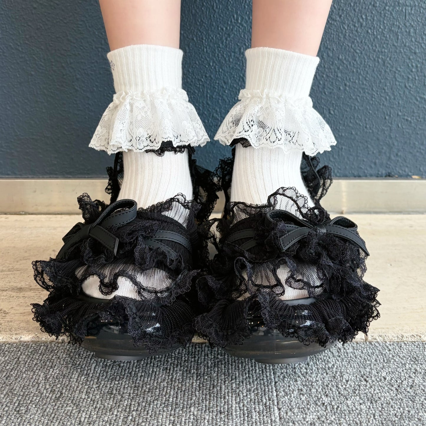 CITY GIRL MOON / BLACK / レースサンダル