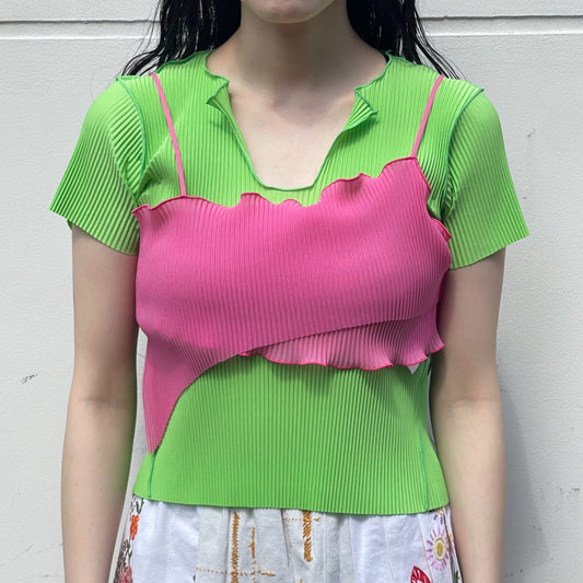TODO WAVE SHEER CAMISOLE / PINK / プリーツウェーブシアーキャミソール