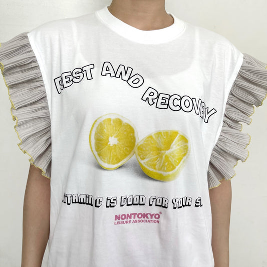 FRILL SLEEVE T-SHIRT / WHITE / フリルスリーブTシャツ