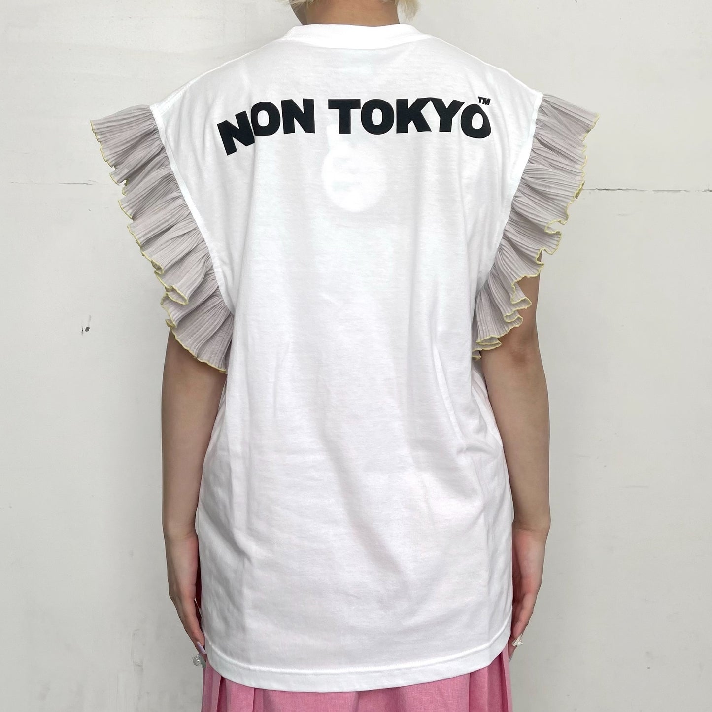FRILL SLEEVE T-SHIRT / WHITE / フリルスリーブTシャツ