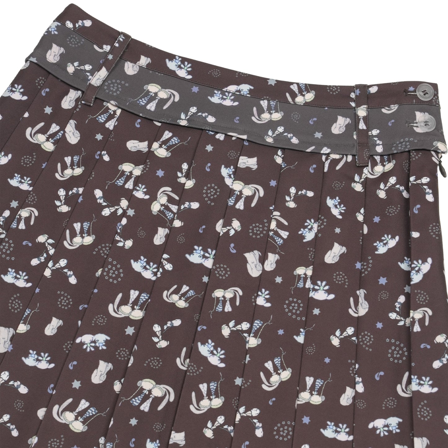 TEJI TWO-TONE PATTERN PLEATS SKIRT / BROWN / パターンプリーツスカート