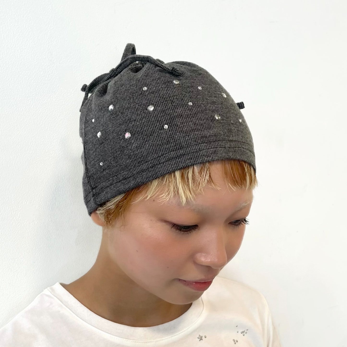 Hotfix Drawstring Beanie / Charcoal / ドローストリングビーニー