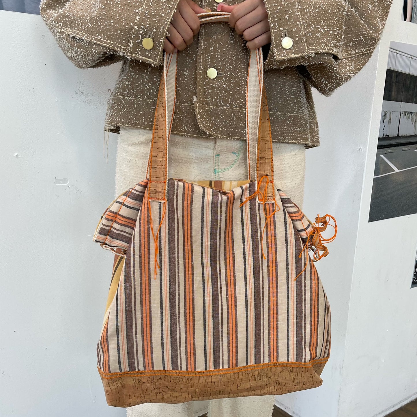 multi stripe shoulder bag / yellow / マルチストライプショルダーバッグ