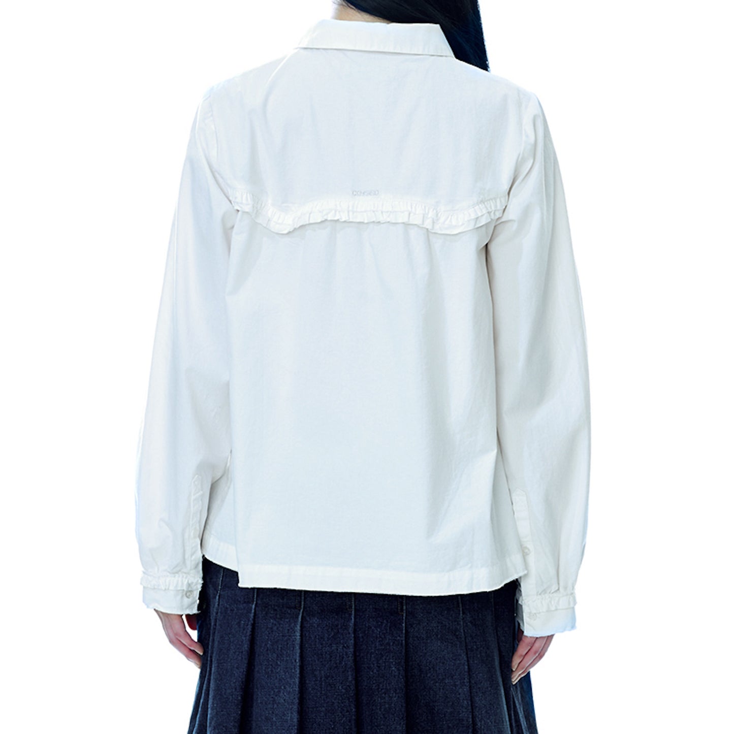 ROUGH CUT FRILL SHIRT / WHITE / ラフカットフリルシャツ