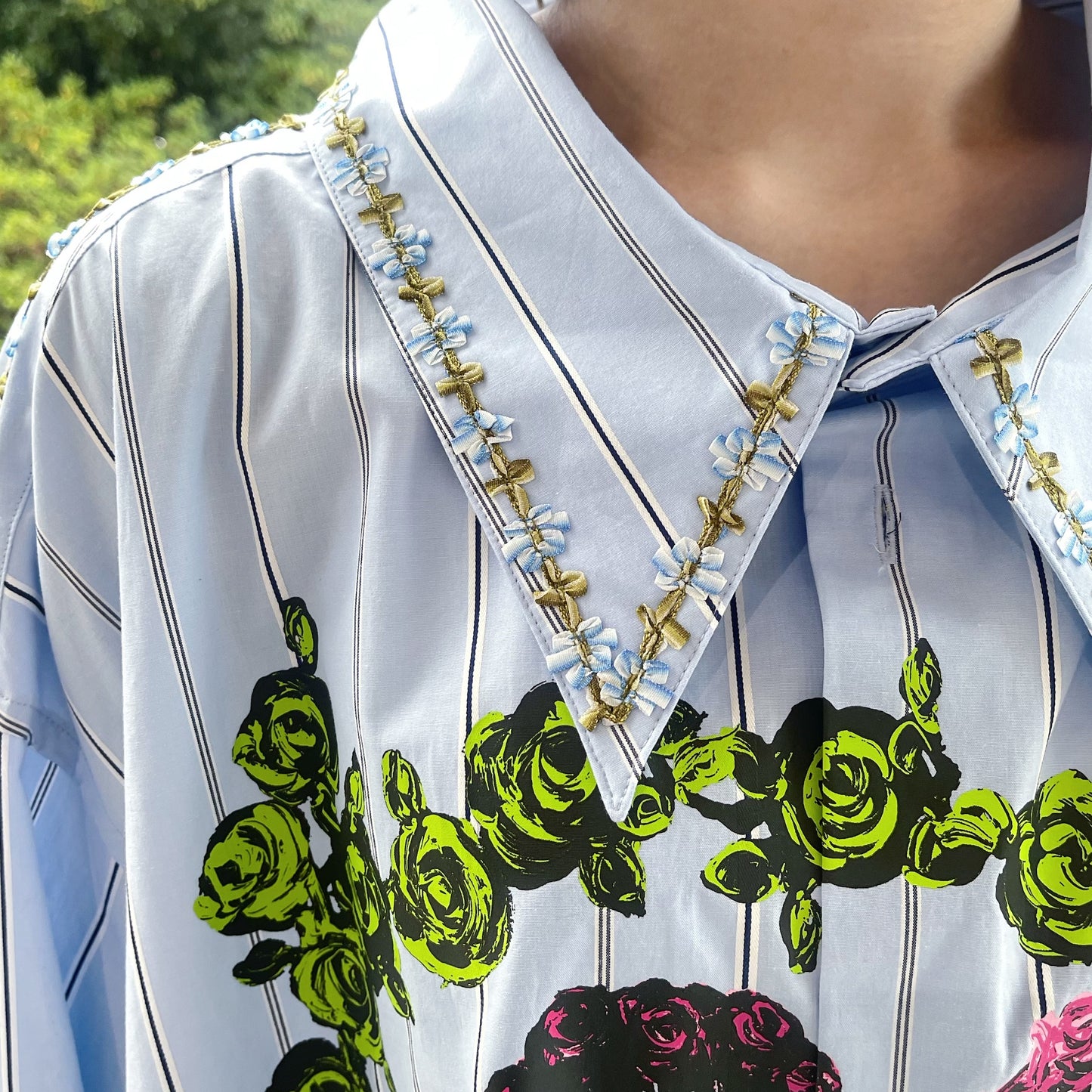 GIRLS SHIRT / BLUE STRIPE / ストライプシャツ / MAYA SHIBASAKIコラボレーション