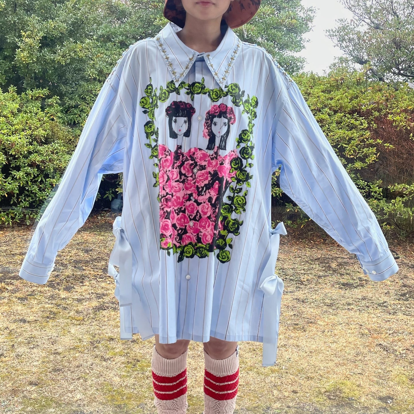 GIRLS SHIRT / BLUE STRIPE / ストライプシャツ / MAYA SHIBASAKIコラボレーション