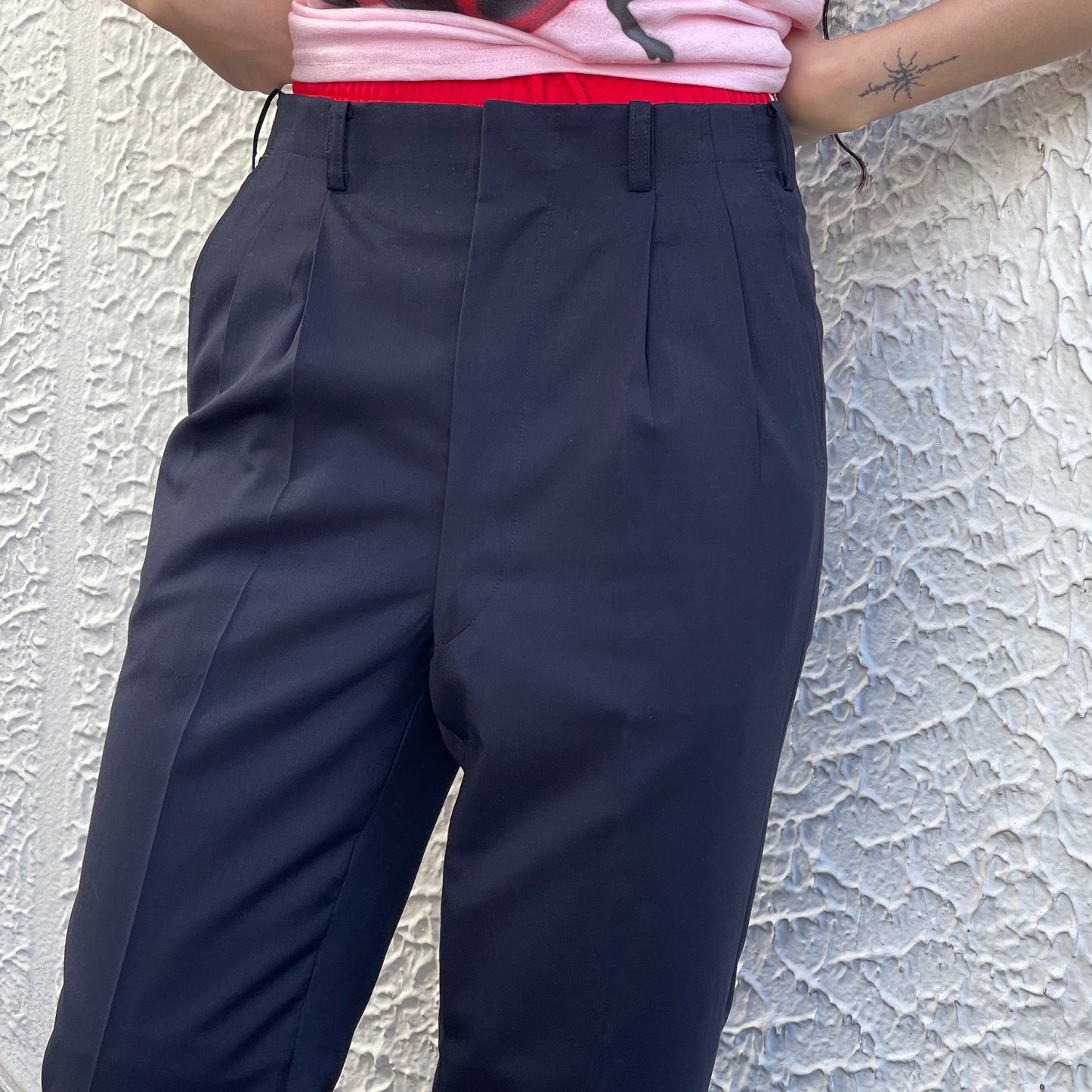 FLARE LAYERED SLACKS LUXE / NAVY / 3WAYジャージドッキングスラックス