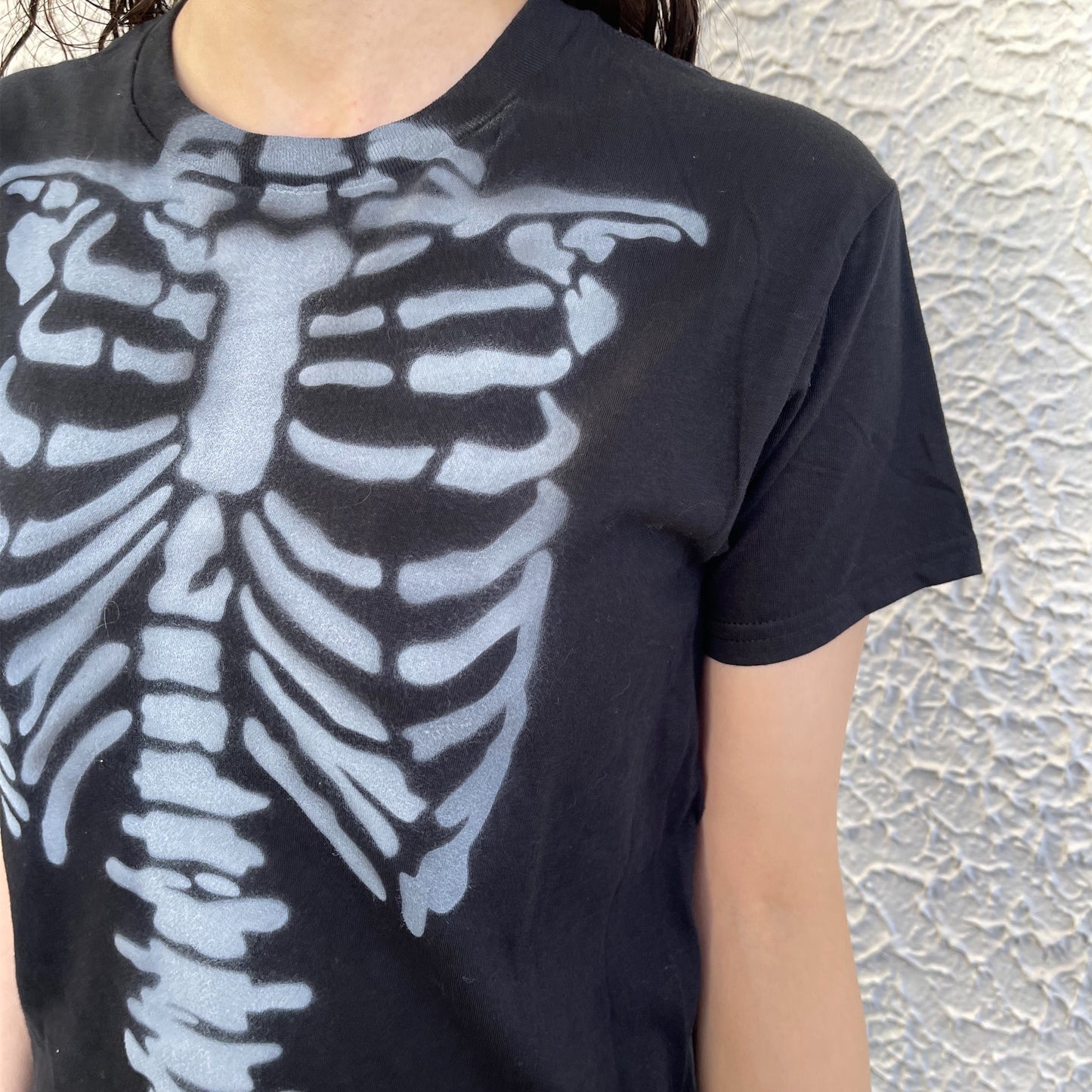 Black skeleton tee M / エアブラシTシャツ