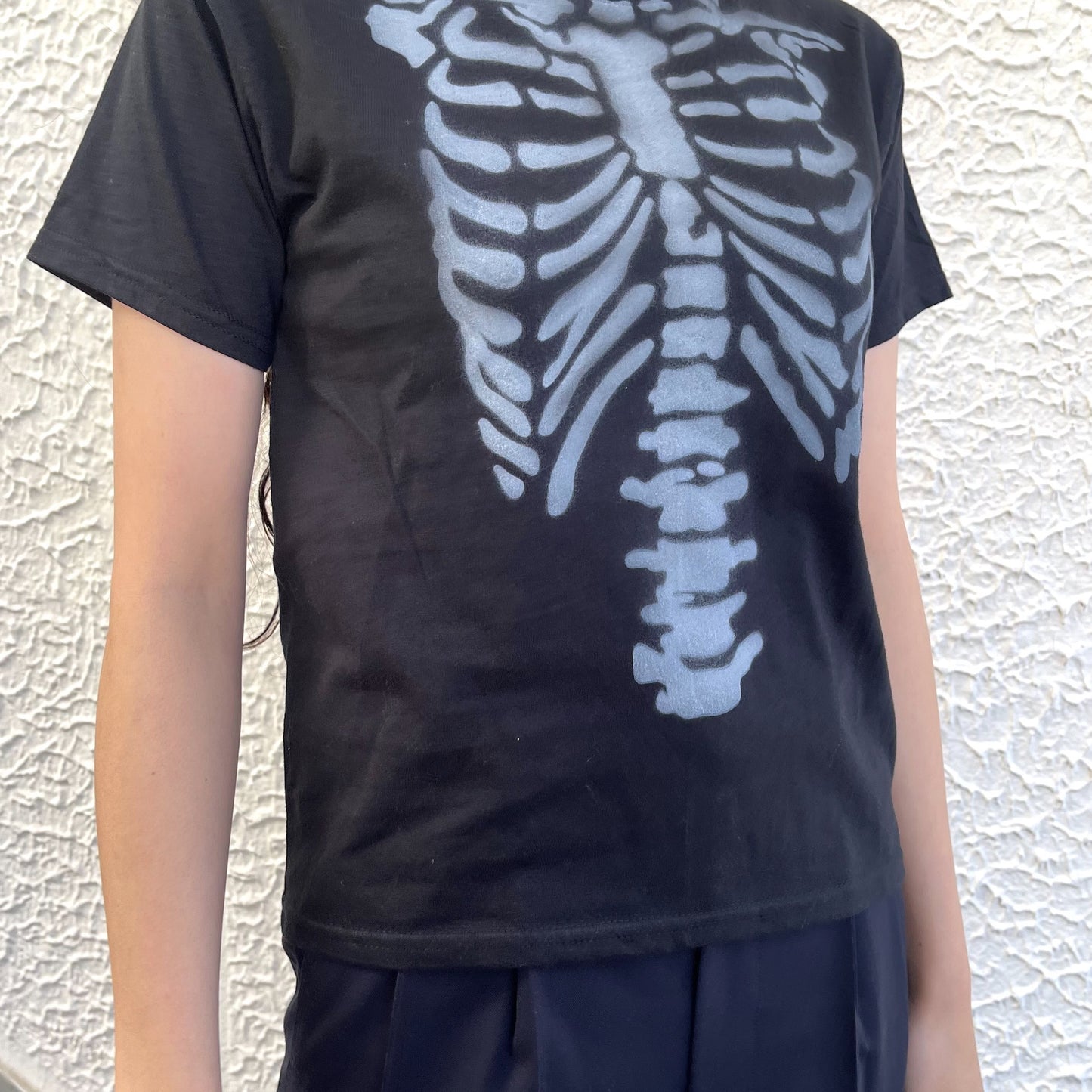 Black skeleton tee M / エアブラシTシャツ