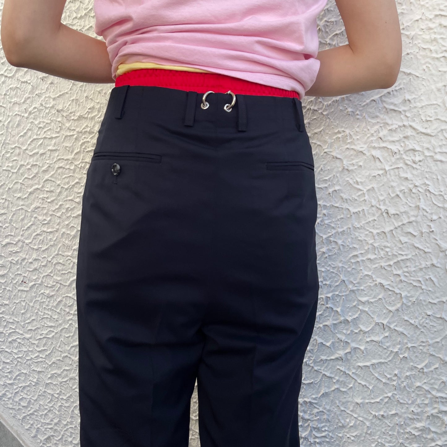 FLARE LAYERED SLACKS LUXE / NAVY / 3WAYジャージドッキングスラックス