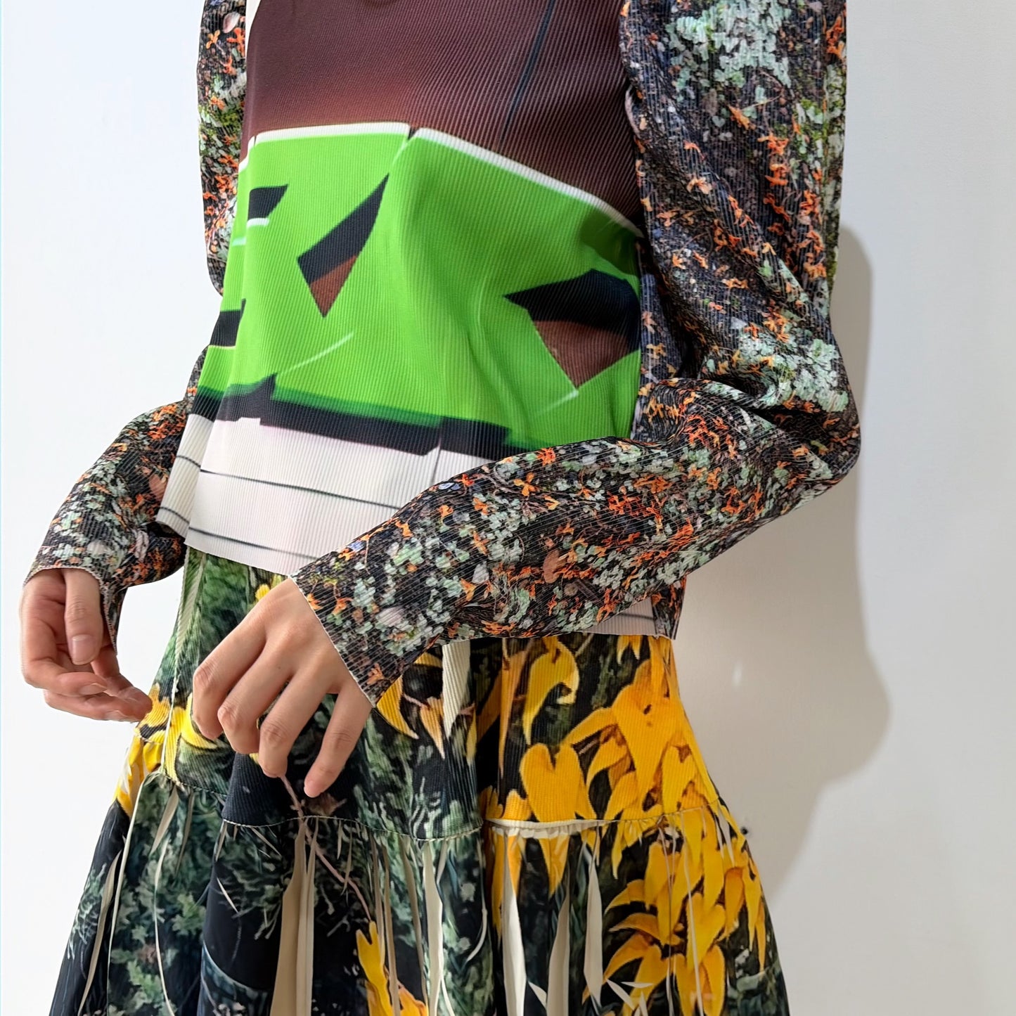 PRINT RIB PUFF SLEEVE CUTSEW / RUST /プリントリブパフスリーブカットソー