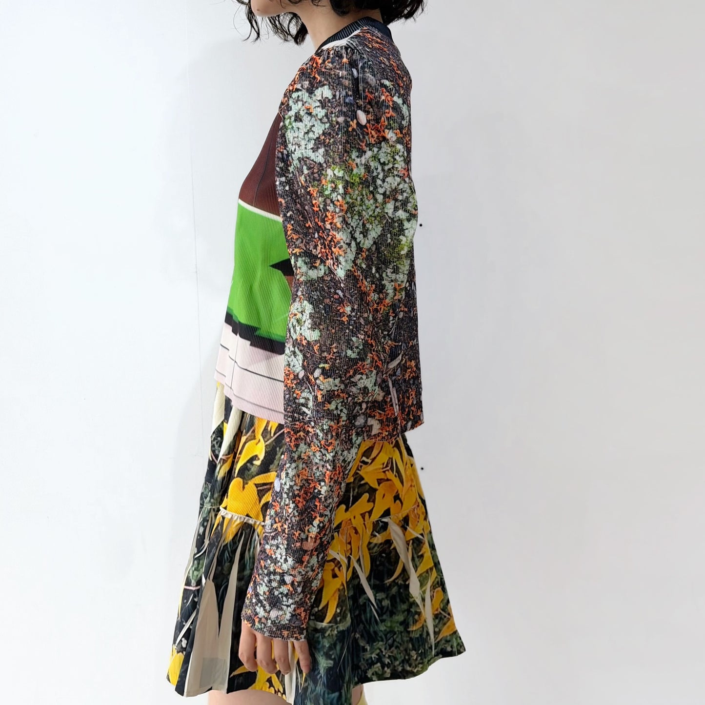 PRINT RIB PUFF SLEEVE CUTSEW / RUST /プリントリブパフスリーブカットソー