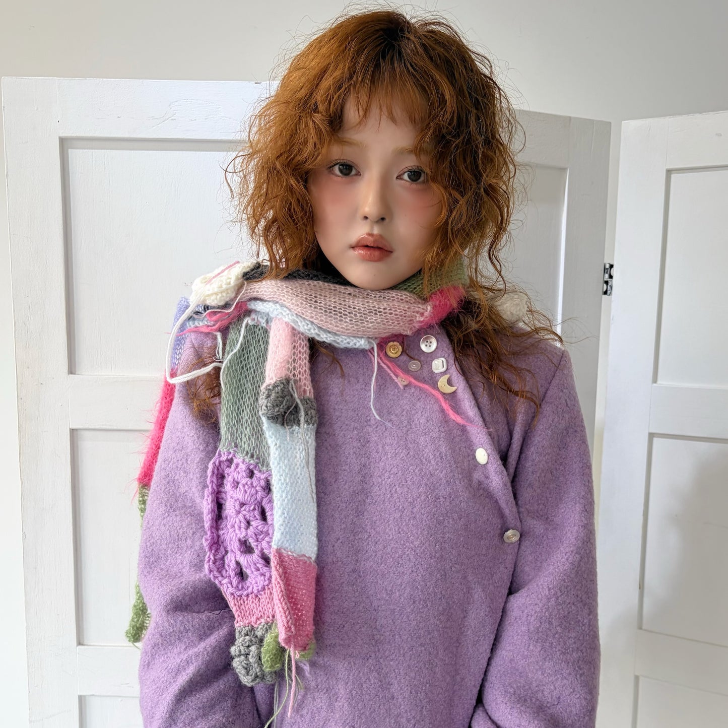 Patchwork knit scarf / Mix / パッチワークニットスカーフ