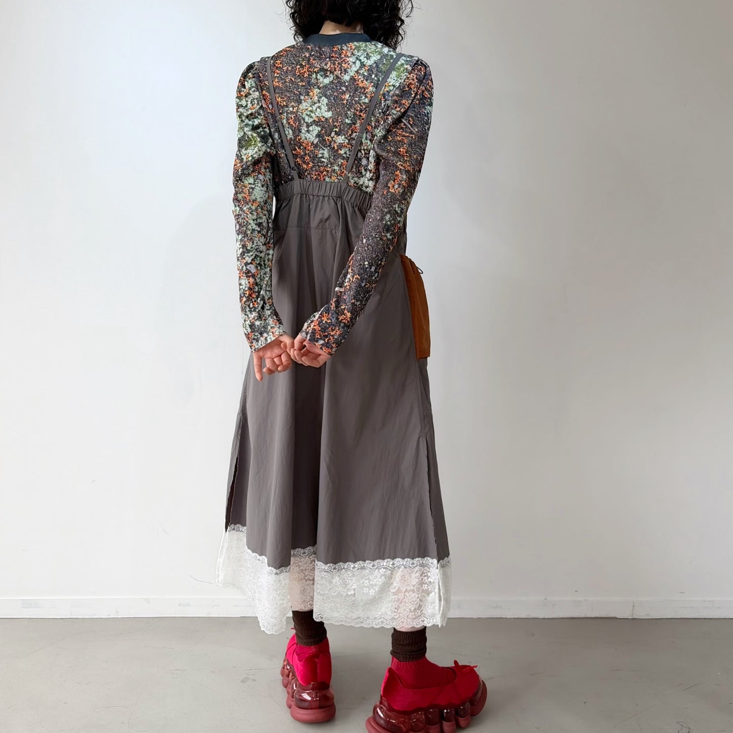 PRINT RIB PUFF SLEEVE CUTSEW / RUST /プリントリブパフスリーブカットソー