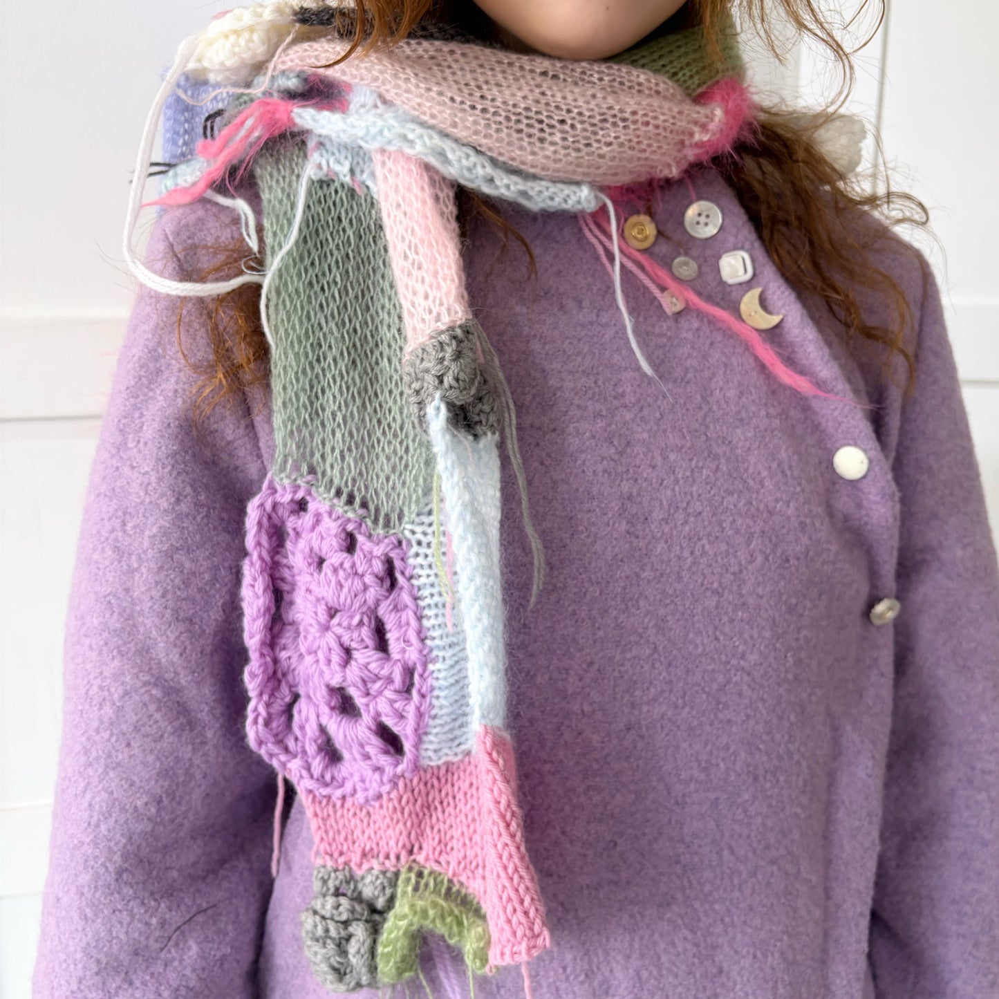 Patchwork knit scarf / Mix / パッチワークニットスカーフ