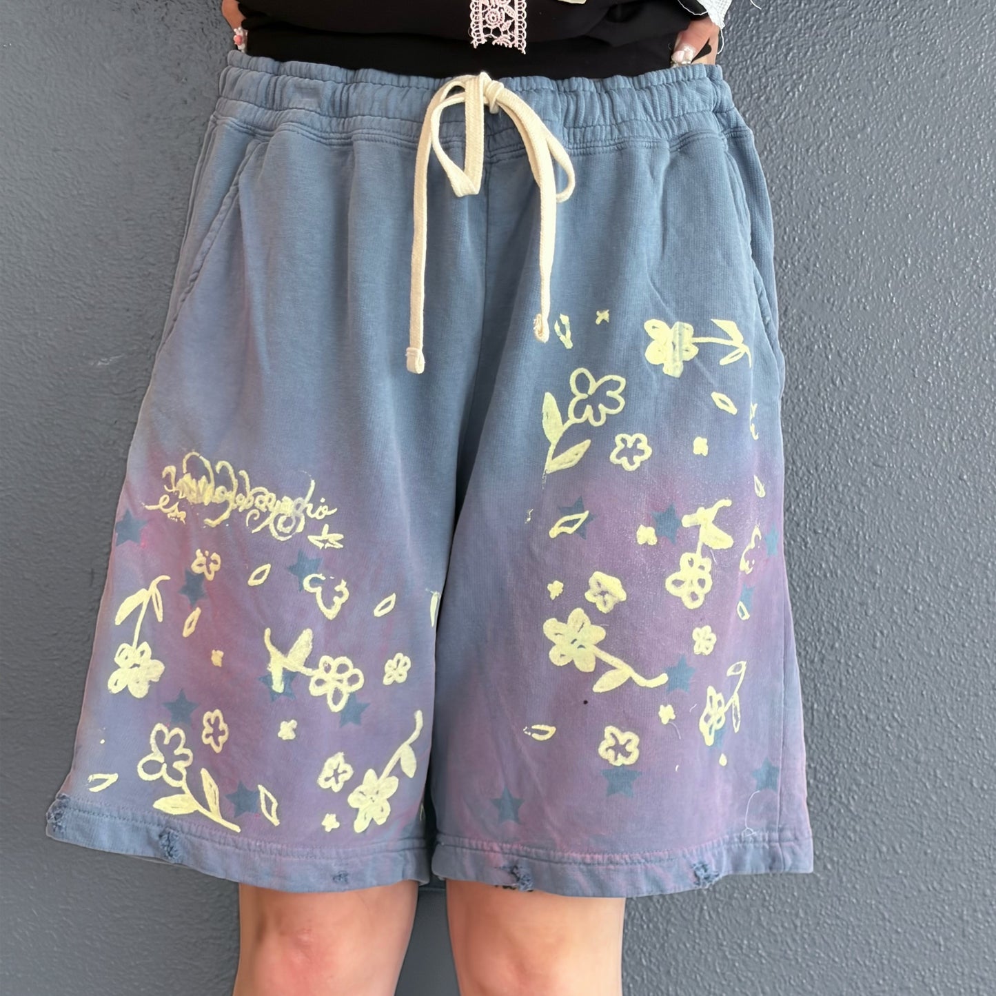 Paint half pants / NAVY / ペイントハーフパンツ