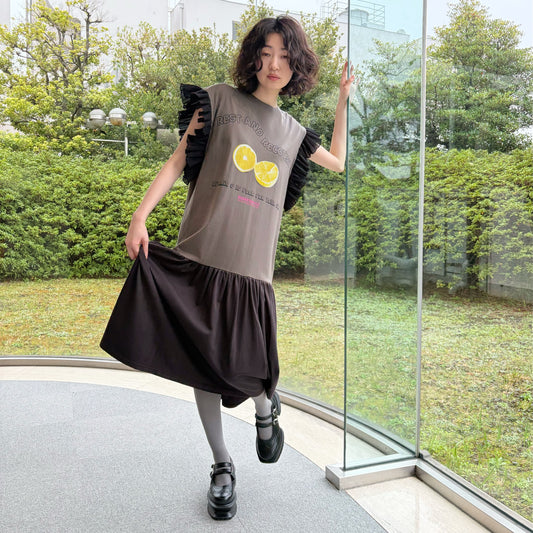 【美品】  NON TOKYO / ノントーキョー | フリルカラー クルーネック トップス Tシャツ カットソー | F | ブラック/パープル系 | レディース 2409022913.jpg?1729654535
