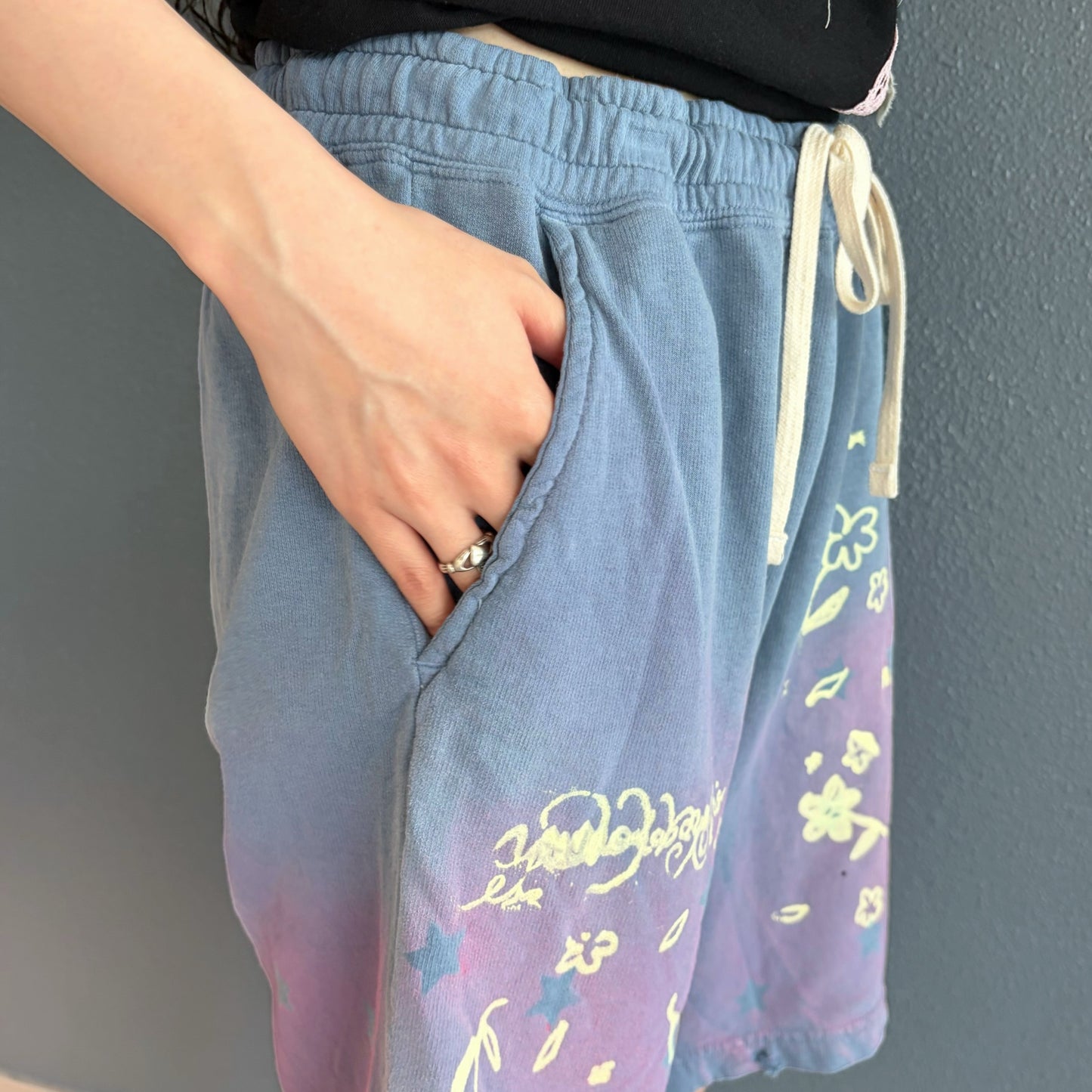 Paint half pants / NAVY / ペイントハーフパンツ