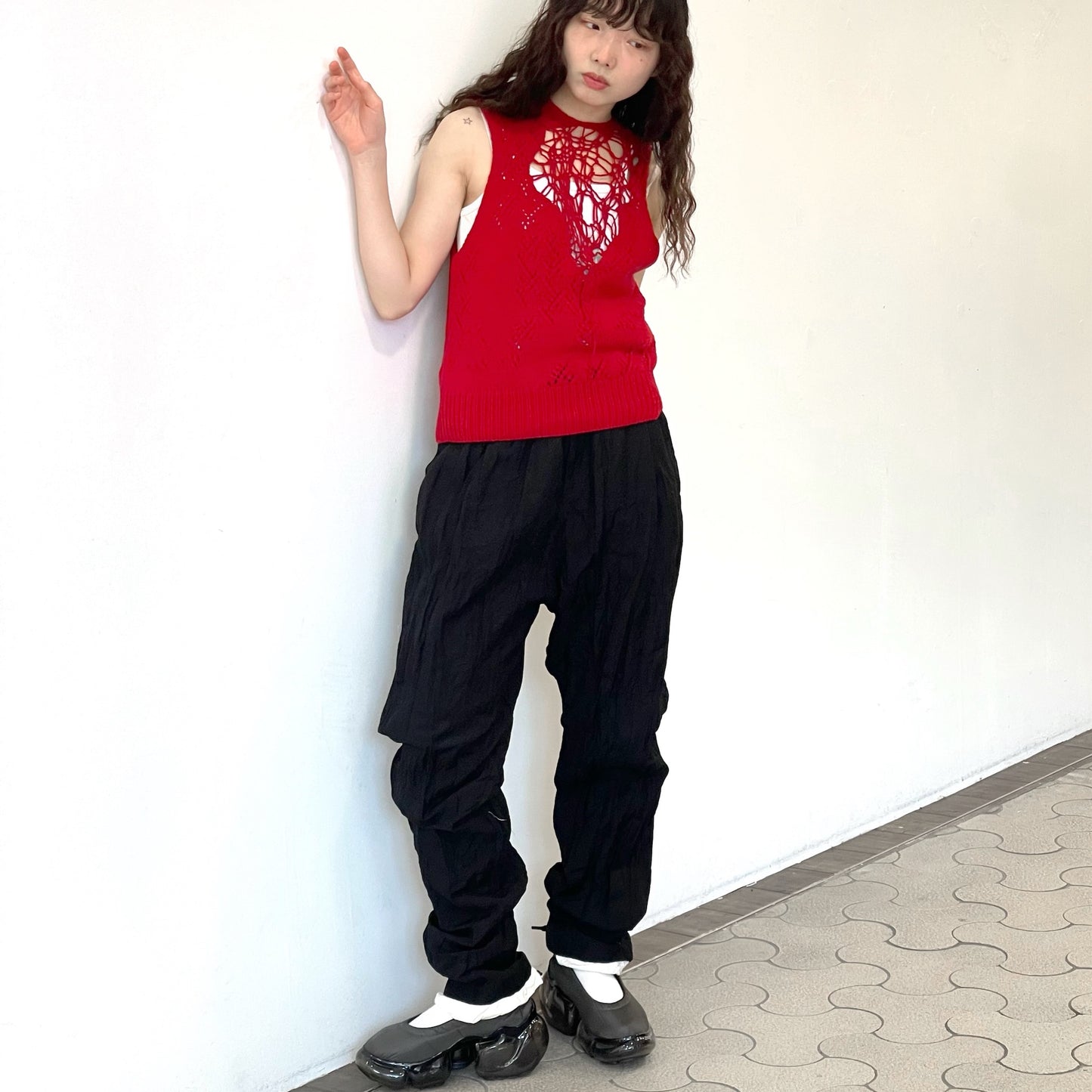 fulled pants / black / ウォッシュ加工パンツ