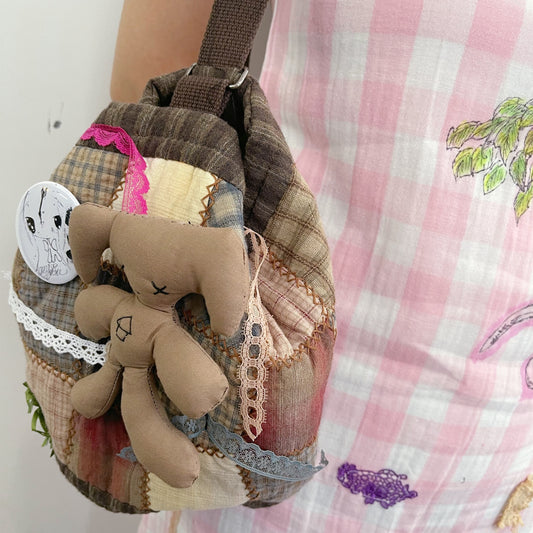 Patch work Bag+ / Brown / パッチワークハンドバッグ