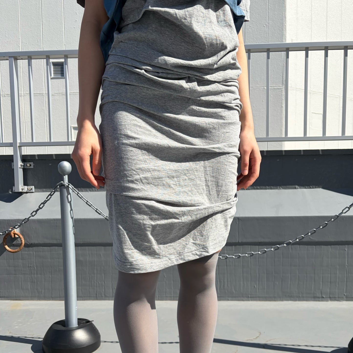 CONFUSING T-SHIRT / BLUE-GRAY / レイヤードTシャツワンピース