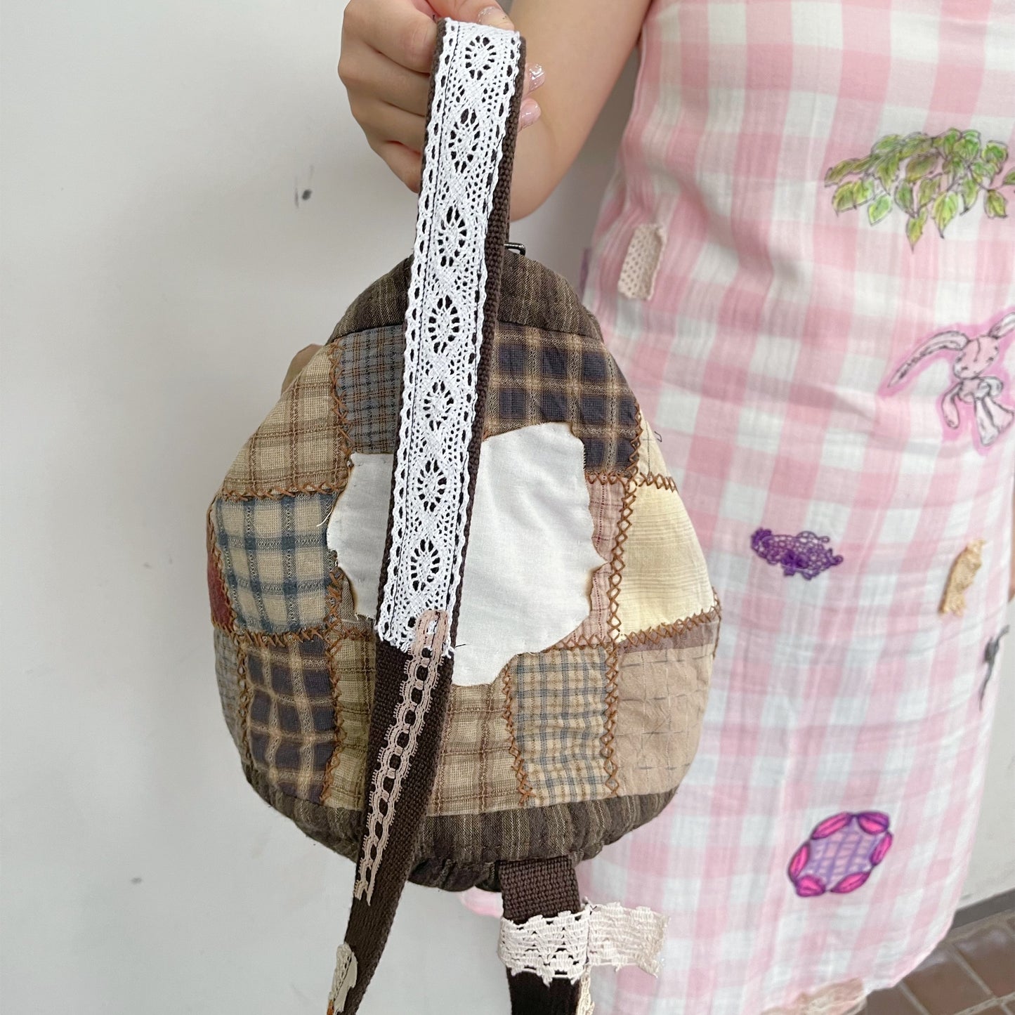 Patch work Bag+ / Brown / パッチワークハンドバッグ