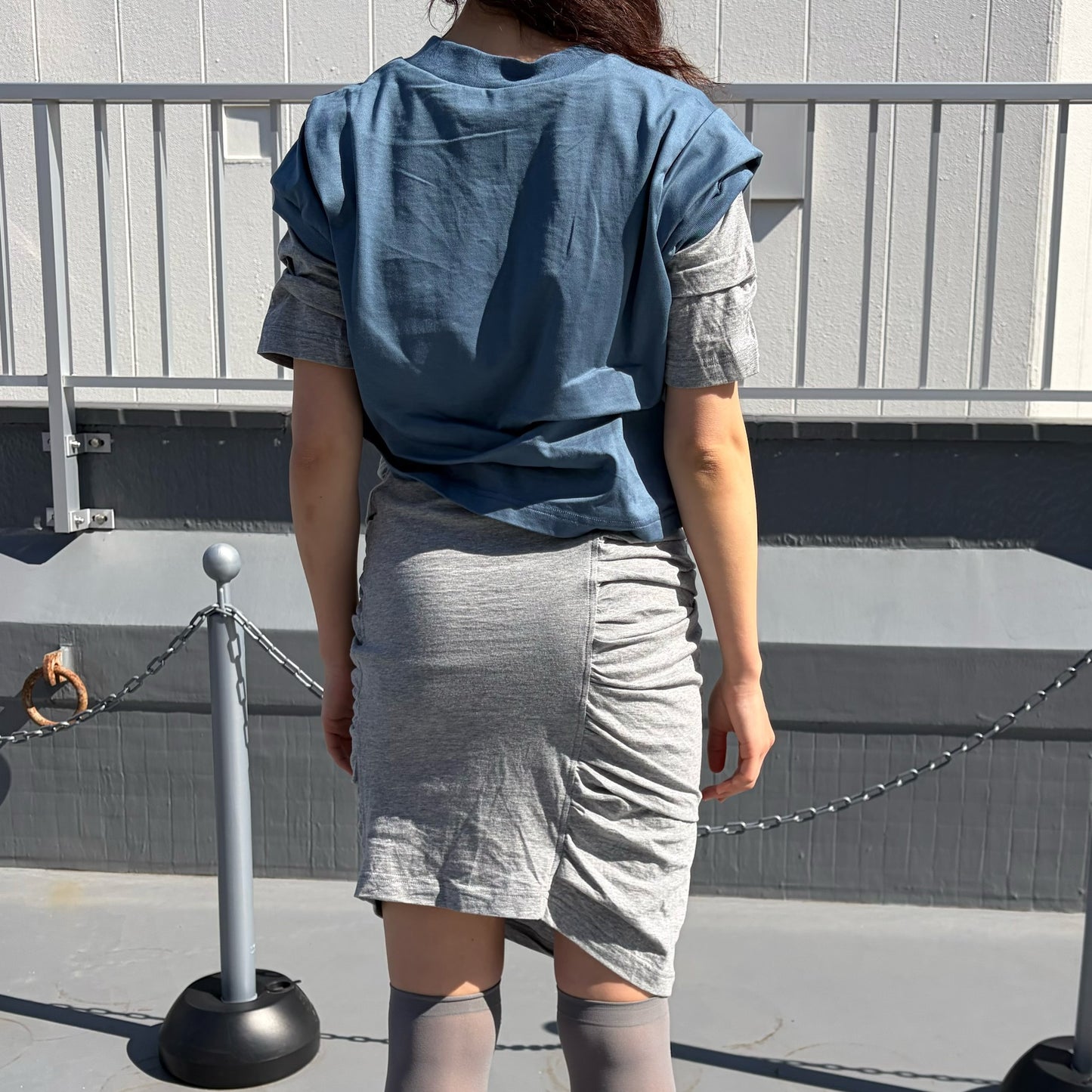 CONFUSING T-SHIRT / BLUE-GRAY / レイヤードTシャツワンピース