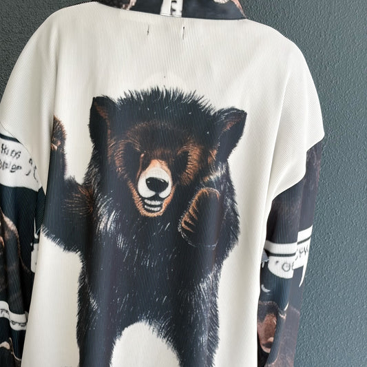 PRINT RIB BIG CARDIGAN / BEAR / プリントリブBIGカーディガン