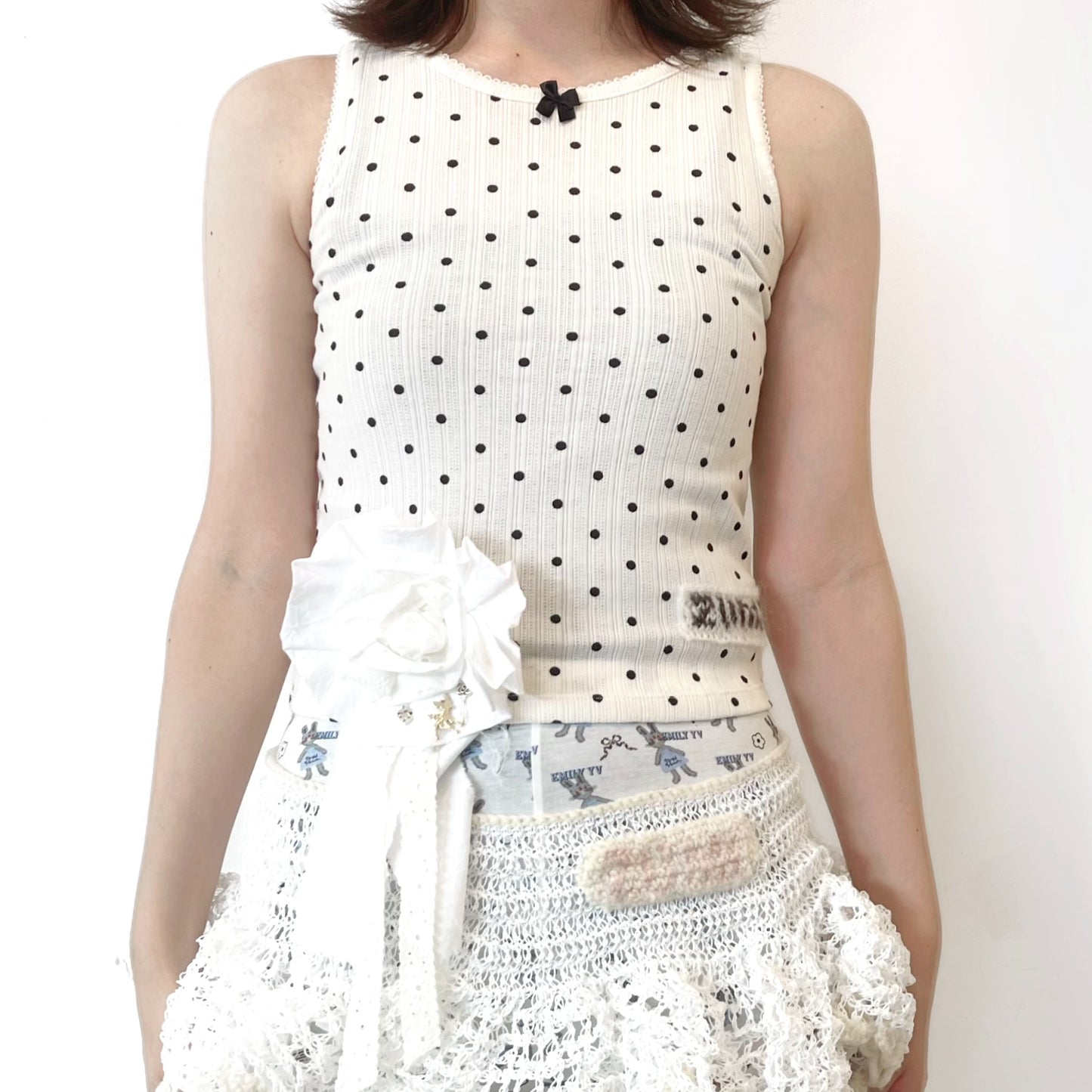 Rosette tops / white / タンクトップ