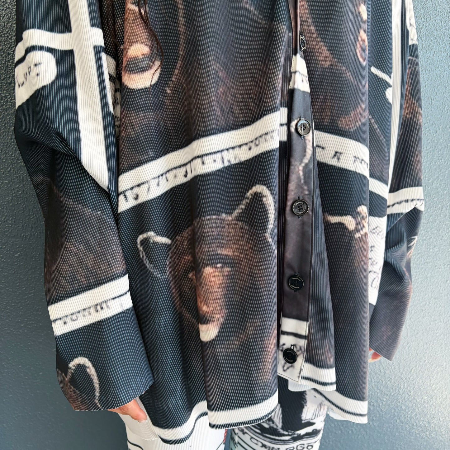 PRINT RIB BIG CARDIGAN / BEAR / プリントリブBIGカーディガン