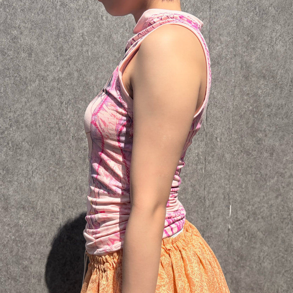 2 muscle tanks / pink / プリントタンクトップ