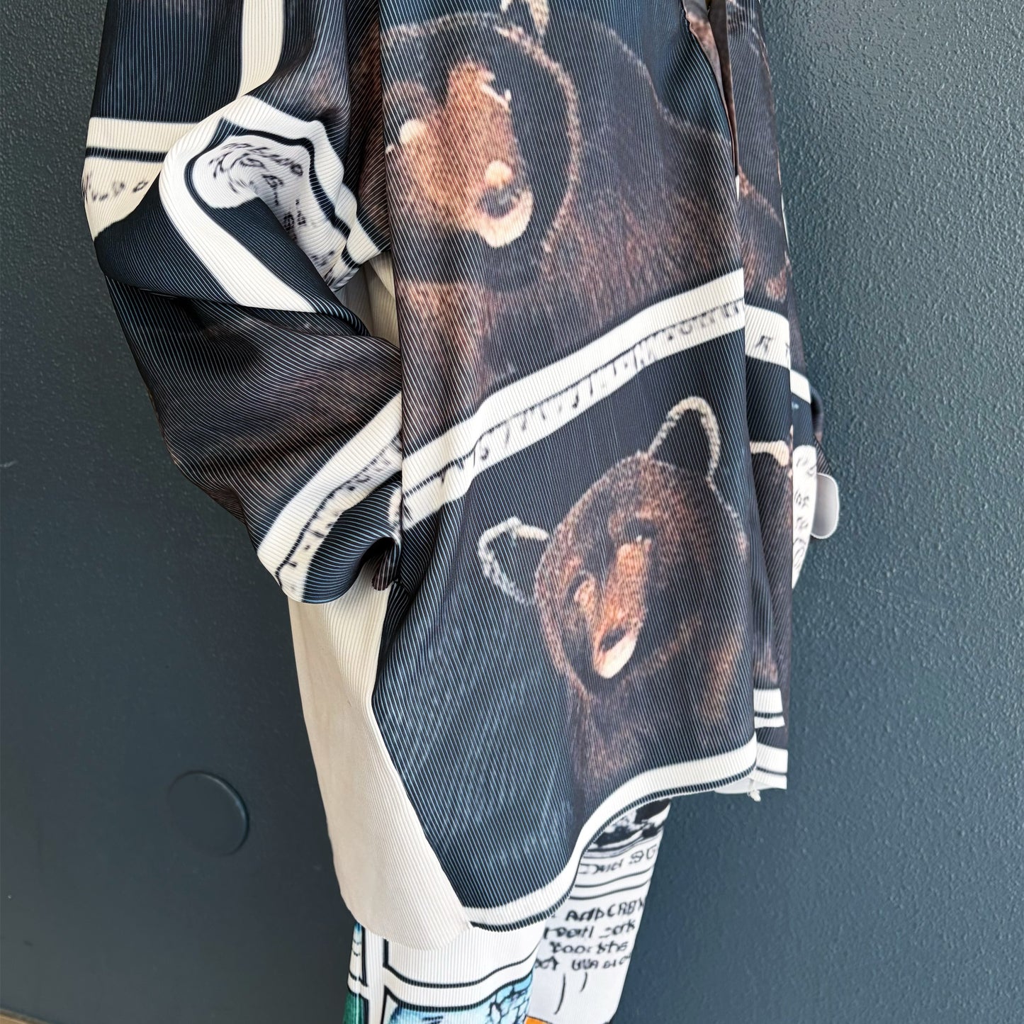 PRINT RIB BIG CARDIGAN / BEAR / プリントリブBIGカーディガン