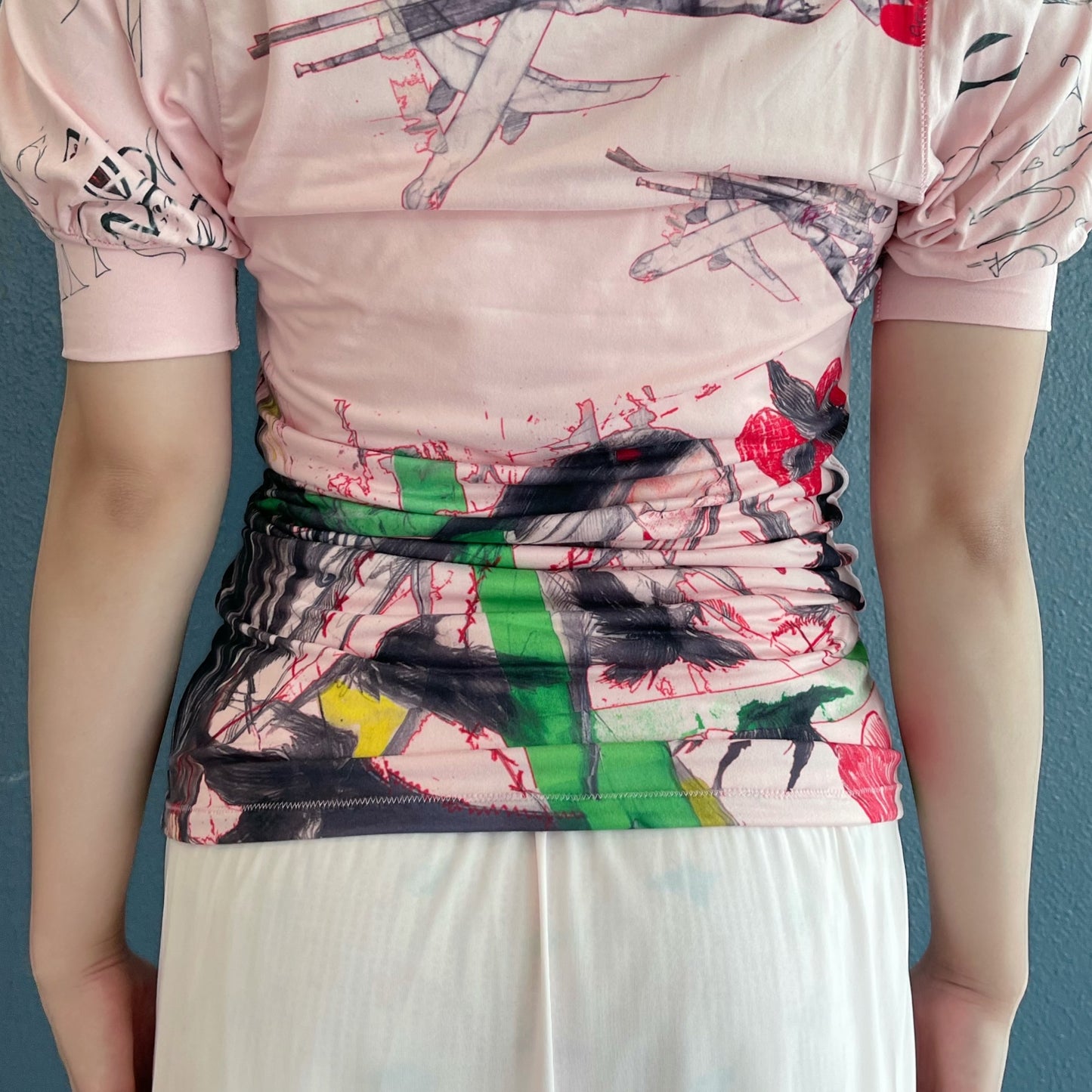 Puff slv tshirt / pink / プリントTシャツ