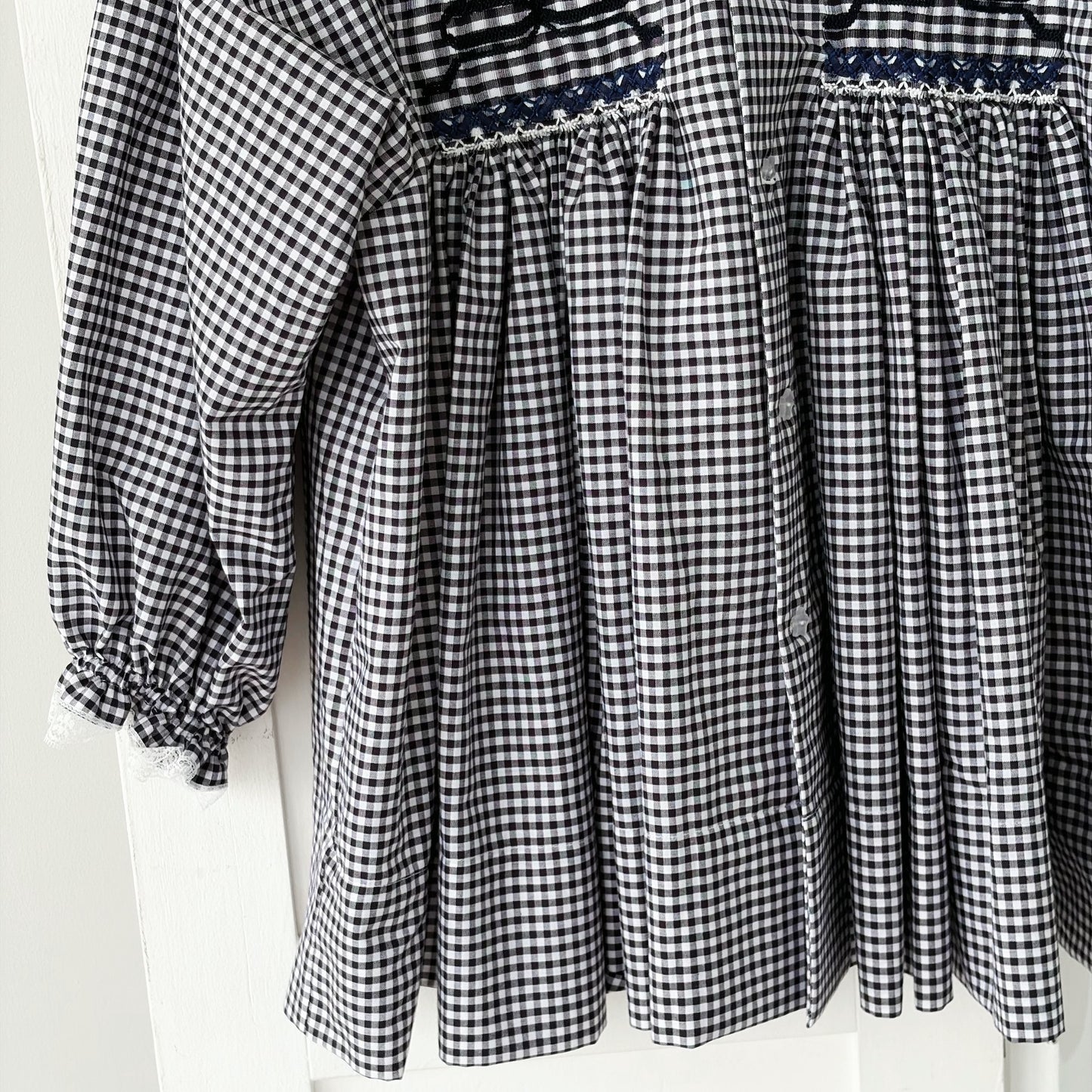 Smocking ribbon blouse / Navy / スモッキングリボンブラウス