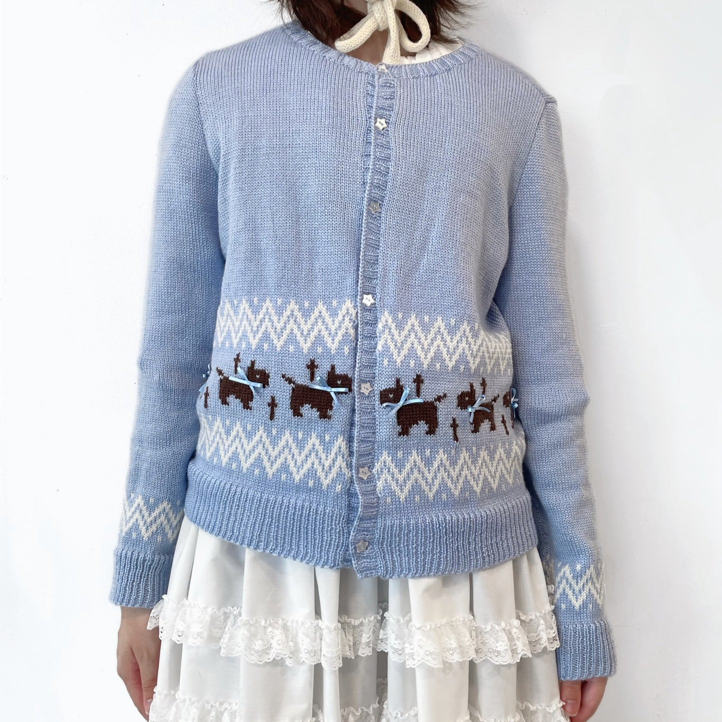 Puppies knitted cardigan / Blue / パピーニットカーディガン