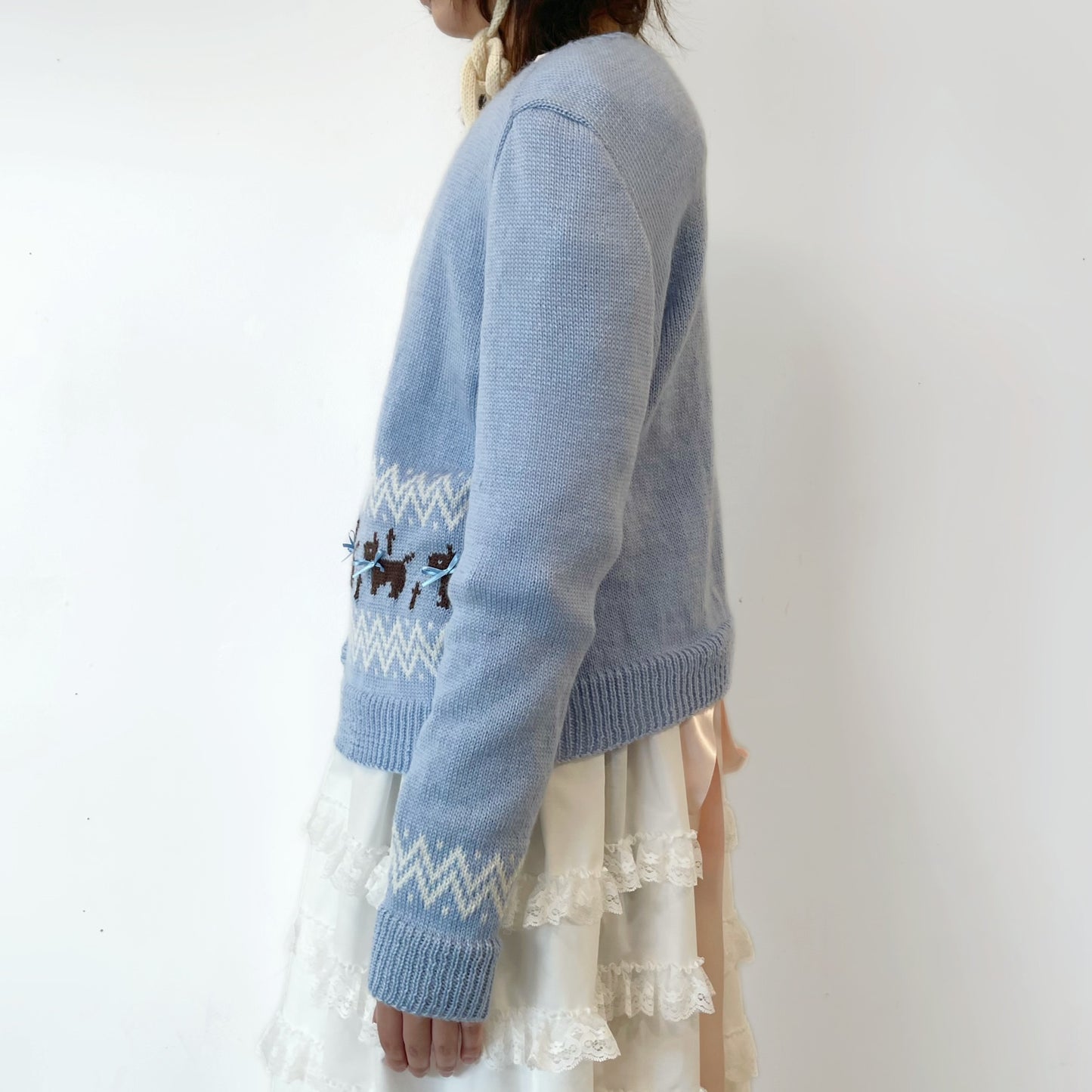 Puppies knitted cardigan / Blue / パピーニットカーディガン
