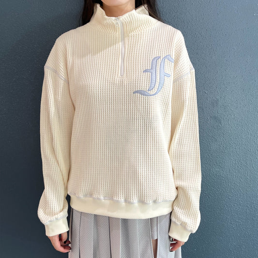 [F.E.E.S] waffle half zip pullover / vanilla cream / ワッフルハイネックハーフジップ