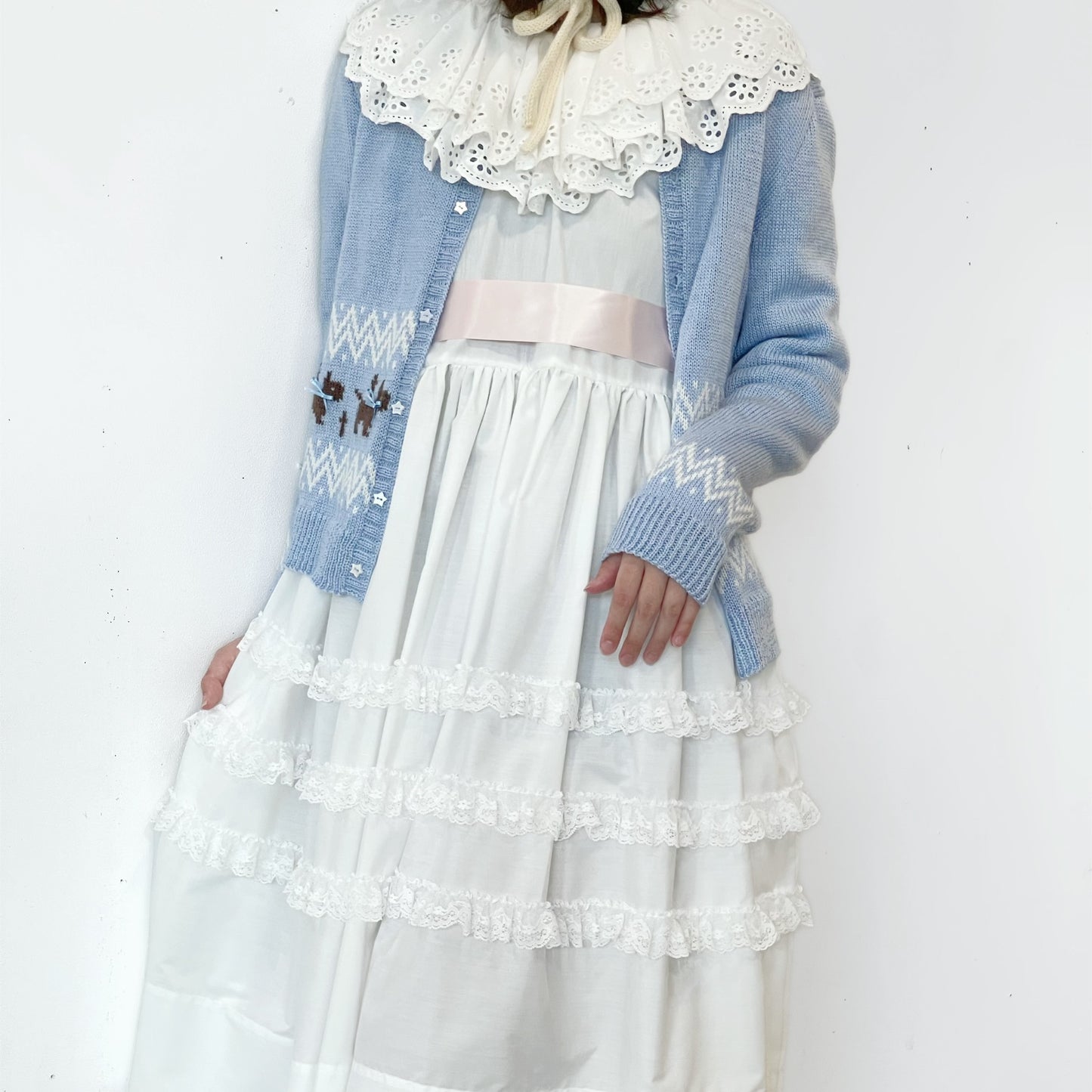 Puppies knitted cardigan / Blue / パピーニットカーディガン