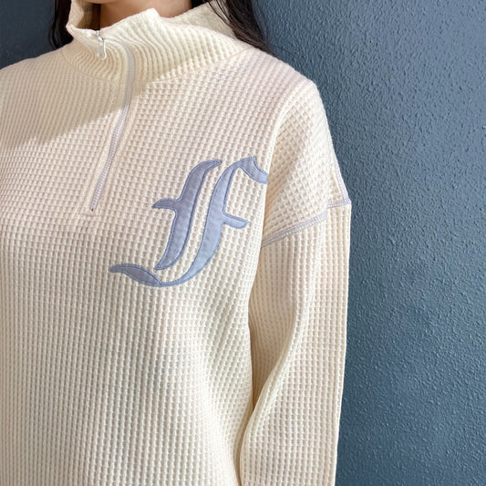 [F.E.E.S] waffle half zip pullover / vanilla cream / ワッフルハイネックハーフジップ