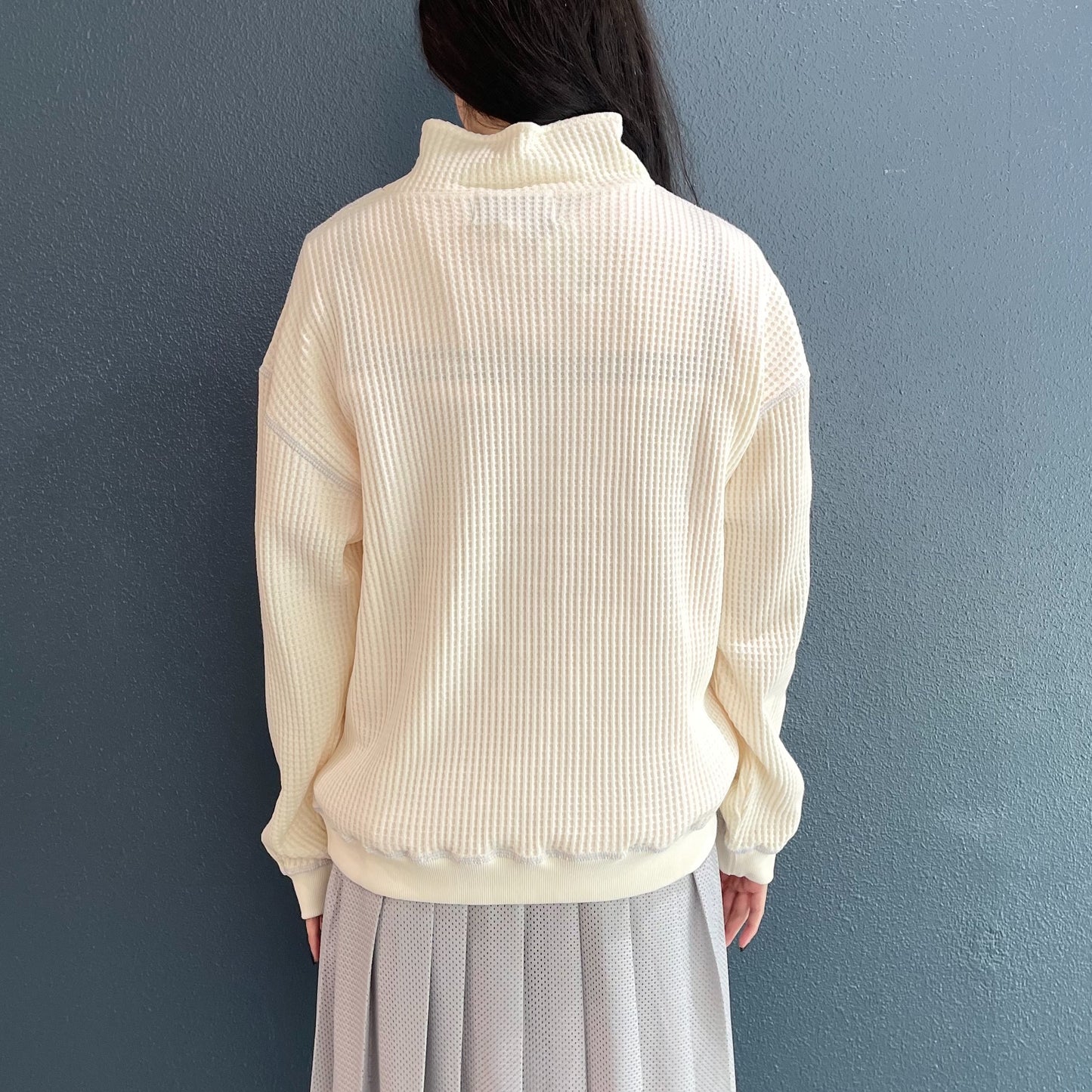 [F.E.E.S] waffle half zip pullover / vanilla cream / ワッフルハイネックハーフジップ