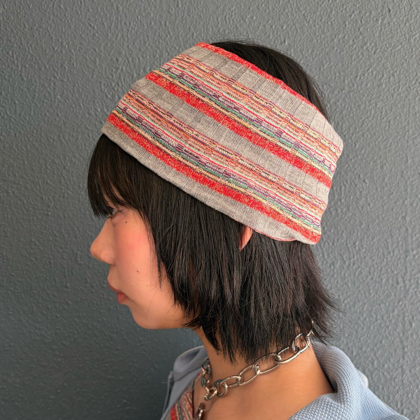 [F.E.E.S] rainbow sheer knit hair band / stripe / ニットヘアバンド