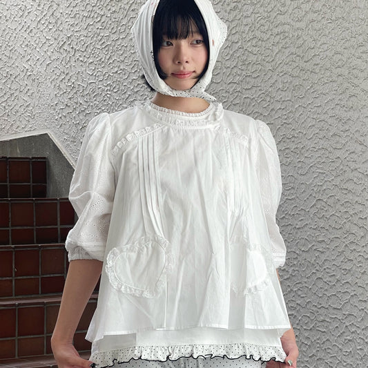 Elsie heart blouse / white / ハートブラウス