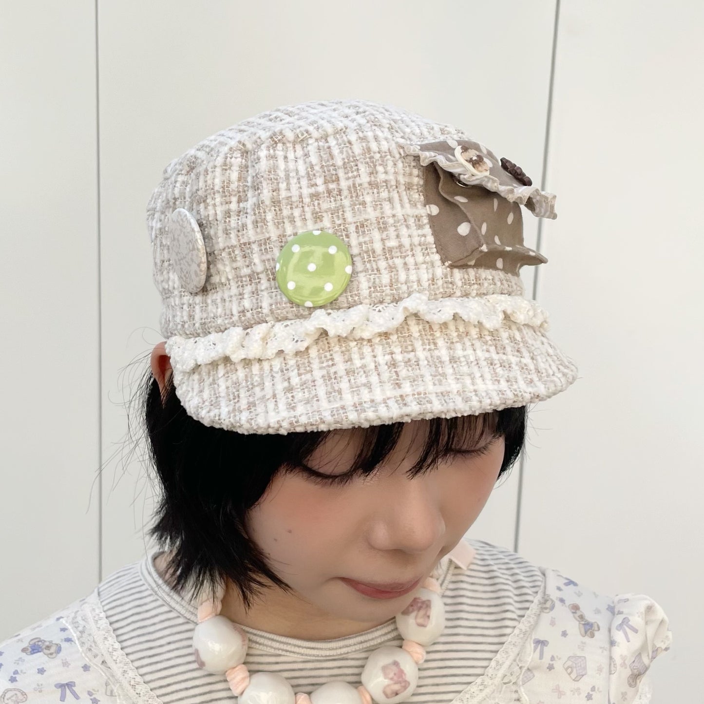 M?lodie Cap / Beige / ツイードキャップ
